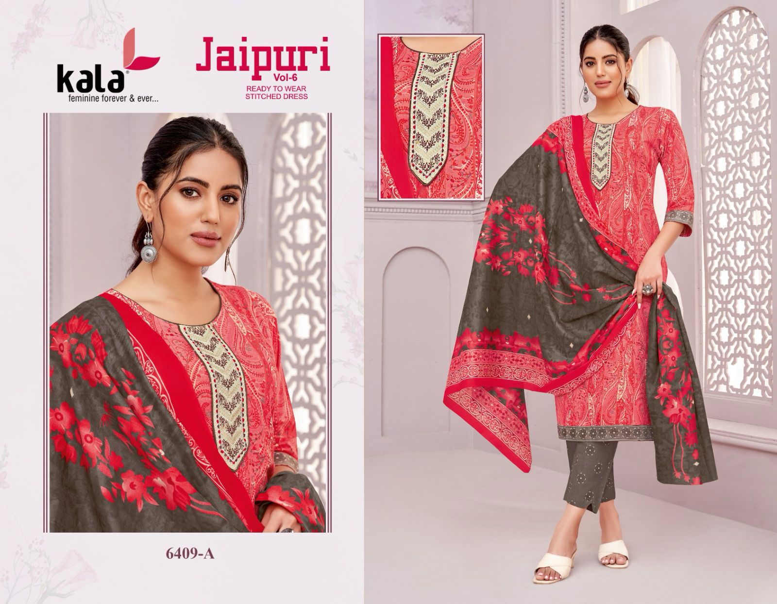 Jaipuri Vol 6 By Kala Cotton Printed Kurti With Bottom Dupatta Exporters In India